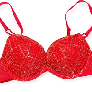 VICTORIA’S SECRET Women’s Red Metallic Push-Up Bra Size 32B